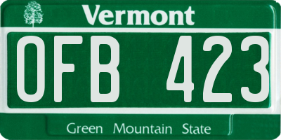 VT license plate OFB423