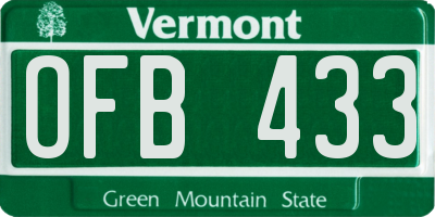 VT license plate OFB433