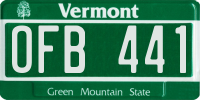 VT license plate OFB441