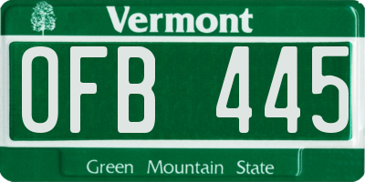 VT license plate OFB445