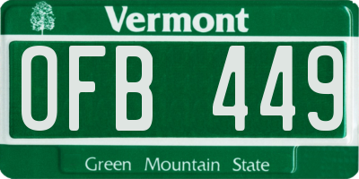 VT license plate OFB449