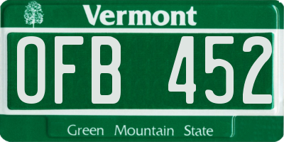 VT license plate OFB452