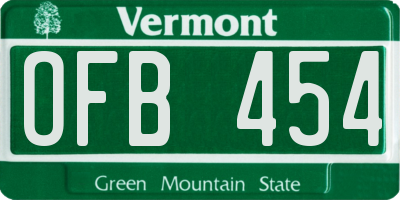 VT license plate OFB454
