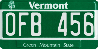 VT license plate OFB456
