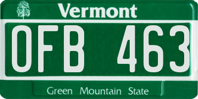 VT license plate OFB463