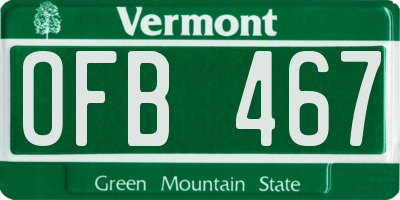 VT license plate OFB467
