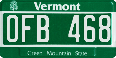 VT license plate OFB468