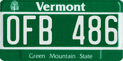 VT license plate OFB486