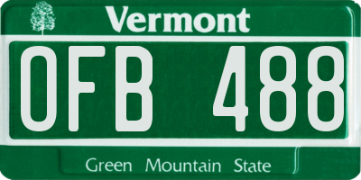 VT license plate OFB488