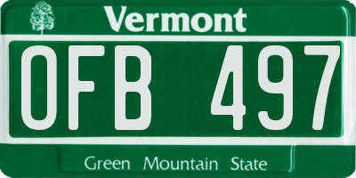 VT license plate OFB497