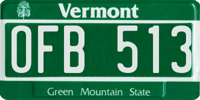 VT license plate OFB513