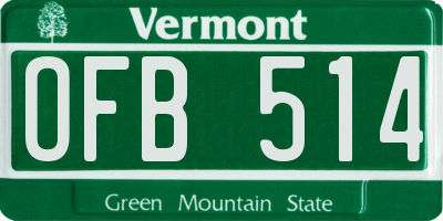 VT license plate OFB514