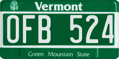 VT license plate OFB524