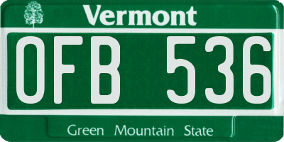 VT license plate OFB536