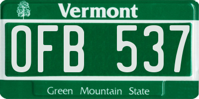 VT license plate OFB537