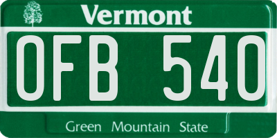 VT license plate OFB540