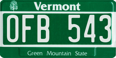 VT license plate OFB543
