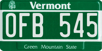 VT license plate OFB545