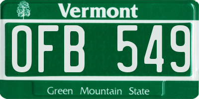 VT license plate OFB549