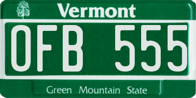 VT license plate OFB555