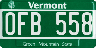VT license plate OFB558