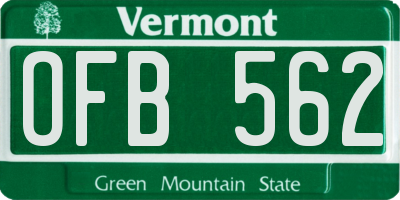VT license plate OFB562