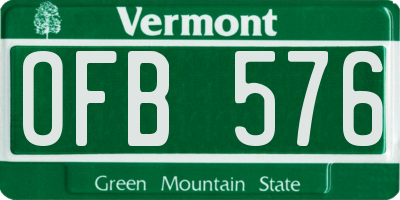 VT license plate OFB576