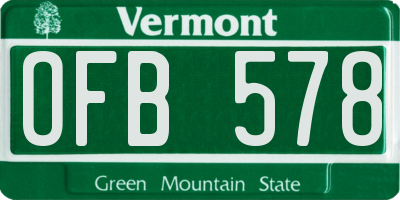 VT license plate OFB578