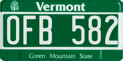 VT license plate OFB582