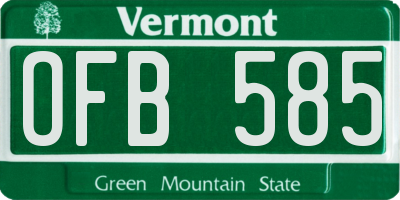 VT license plate OFB585