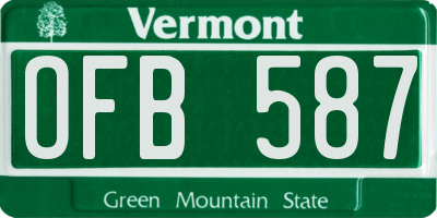 VT license plate OFB587