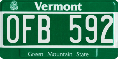 VT license plate OFB592