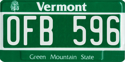 VT license plate OFB596