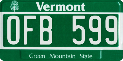 VT license plate OFB599
