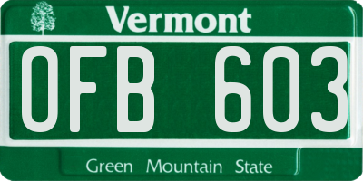 VT license plate OFB603