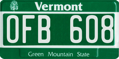VT license plate OFB608