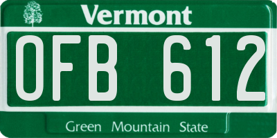 VT license plate OFB612