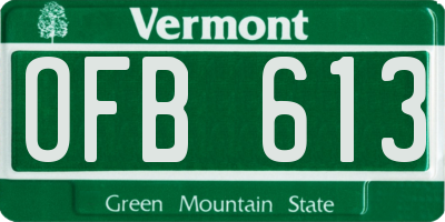 VT license plate OFB613