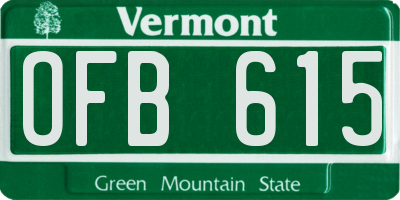 VT license plate OFB615