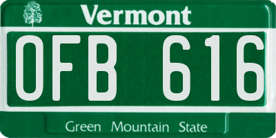 VT license plate OFB616