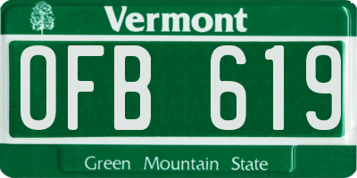 VT license plate OFB619