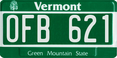 VT license plate OFB621