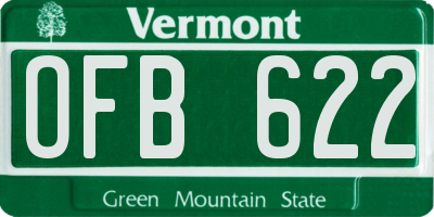 VT license plate OFB622