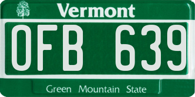 VT license plate OFB639