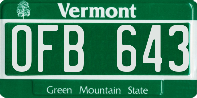 VT license plate OFB643