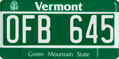VT license plate OFB645