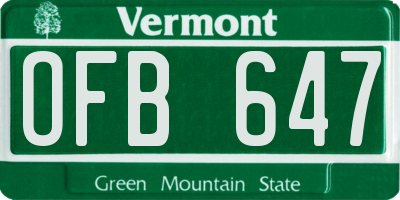 VT license plate OFB647