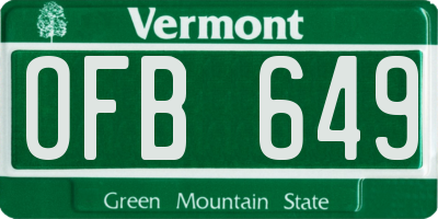 VT license plate OFB649