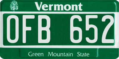 VT license plate OFB652