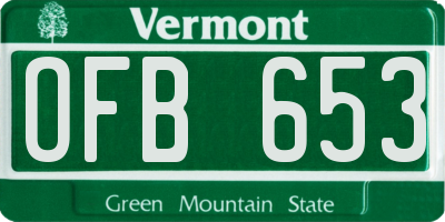 VT license plate OFB653